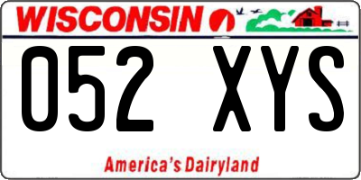 WI license plate 052XYS