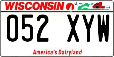 WI license plate 052XYW