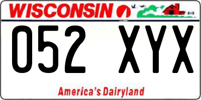 WI license plate 052XYX