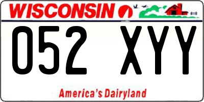 WI license plate 052XYY