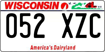 WI license plate 052XZC