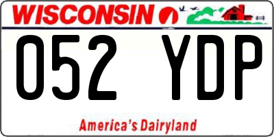 WI license plate 052YDP