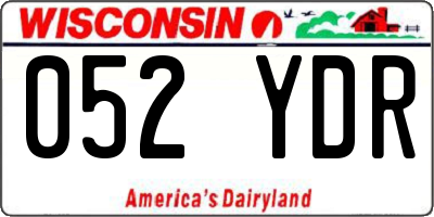 WI license plate 052YDR