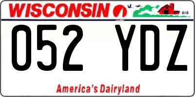 WI license plate 052YDZ