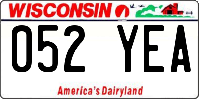 WI license plate 052YEA