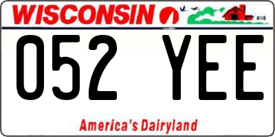 WI license plate 052YEE