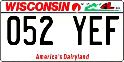 WI license plate 052YEF