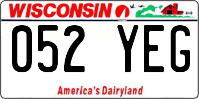 WI license plate 052YEG