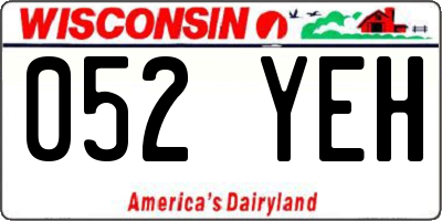 WI license plate 052YEH