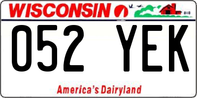 WI license plate 052YEK
