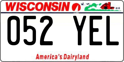 WI license plate 052YEL