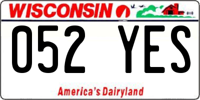 WI license plate 052YES