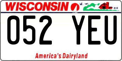 WI license plate 052YEU
