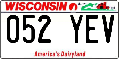 WI license plate 052YEV