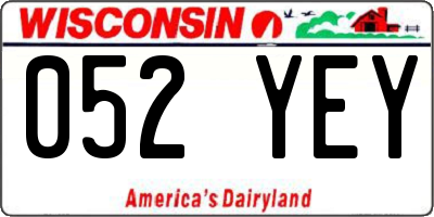 WI license plate 052YEY