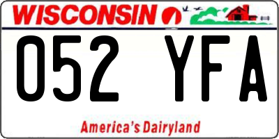 WI license plate 052YFA