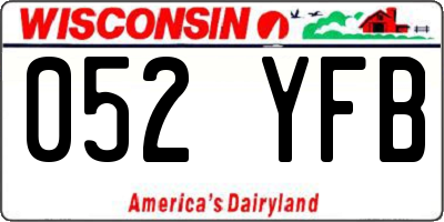 WI license plate 052YFB