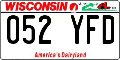 WI license plate 052YFD