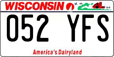 WI license plate 052YFS