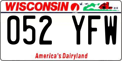 WI license plate 052YFW