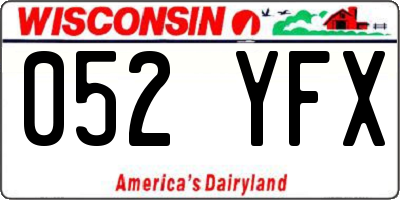 WI license plate 052YFX