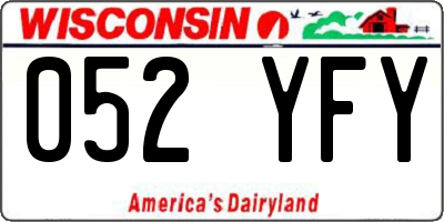 WI license plate 052YFY