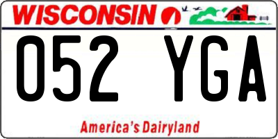 WI license plate 052YGA