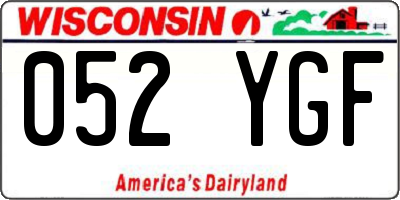 WI license plate 052YGF