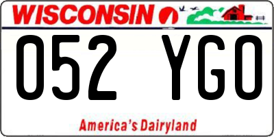 WI license plate 052YGO