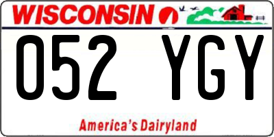 WI license plate 052YGY