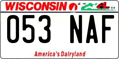 WI license plate 053NAF