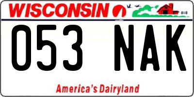 WI license plate 053NAK