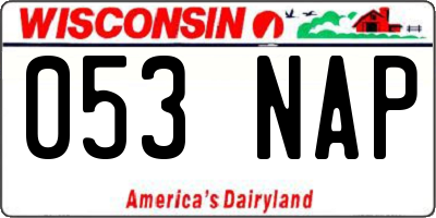 WI license plate 053NAP