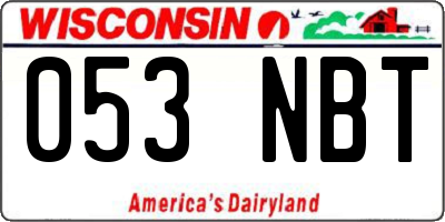 WI license plate 053NBT