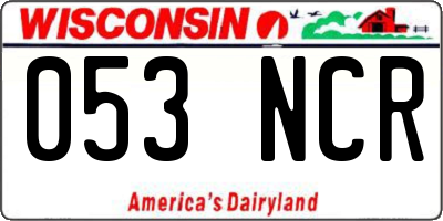 WI license plate 053NCR