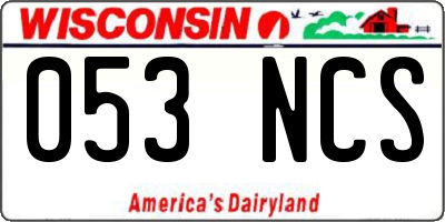WI license plate 053NCS