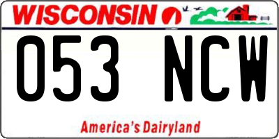 WI license plate 053NCW