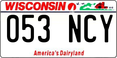 WI license plate 053NCY