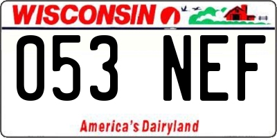 WI license plate 053NEF