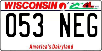 WI license plate 053NEG