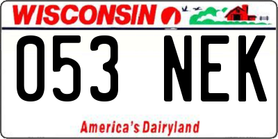 WI license plate 053NEK