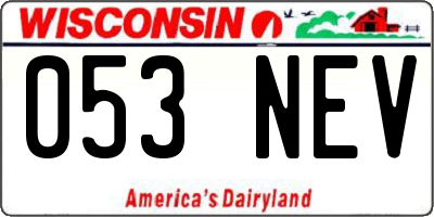 WI license plate 053NEV