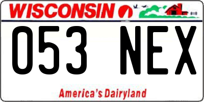 WI license plate 053NEX