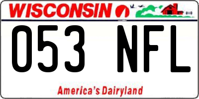 WI license plate 053NFL
