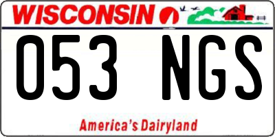 WI license plate 053NGS