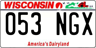 WI license plate 053NGX