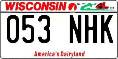 WI license plate 053NHK