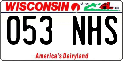 WI license plate 053NHS