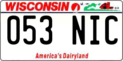 WI license plate 053NIC