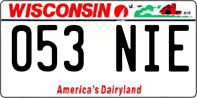 WI license plate 053NIE